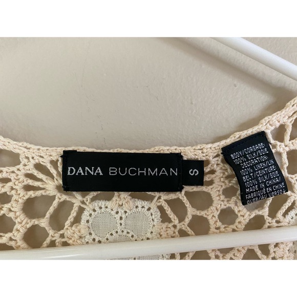 Y2K Dana Bachman crochet crocheted cream long cardigan boho size small - Picture 2 of 3